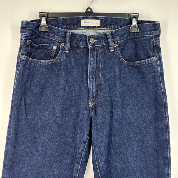 Gap 1969 Mens 32 Waist by 32 Length Jeans Straight Leg Mid Rise Dark Blue 5 PKT - Picture 2 of 10